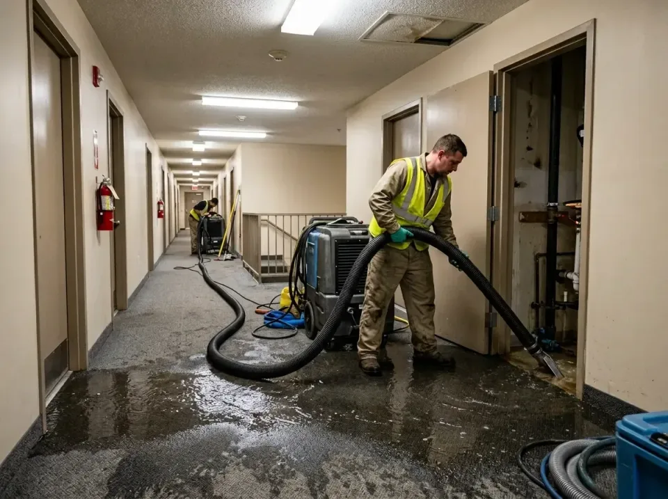 multi-unit-apartment-hallway-f-005 — frequently asked questions, Emergency Burst Pipe Water Extraction & Removal in De Motte…